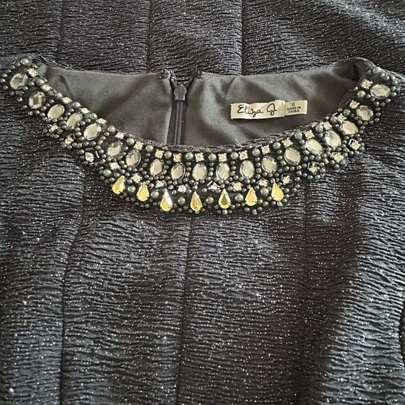 Eliza J. Women’s Sleeveless Sheath Black Dress Silver Glitter Embellished Sz. 8 - Picture 4 of 16